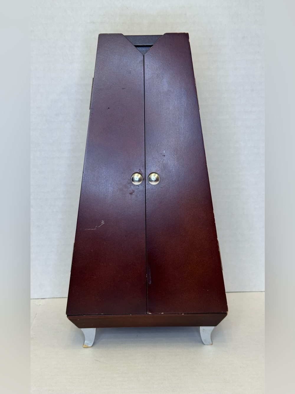 Dark Mahogany-colored Tapered Wooden Jewelry Armoire